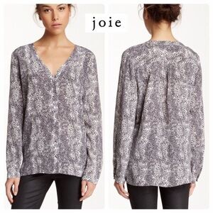 Like New - 100% Silk Joie Snow Leopard Print Blouse (S)